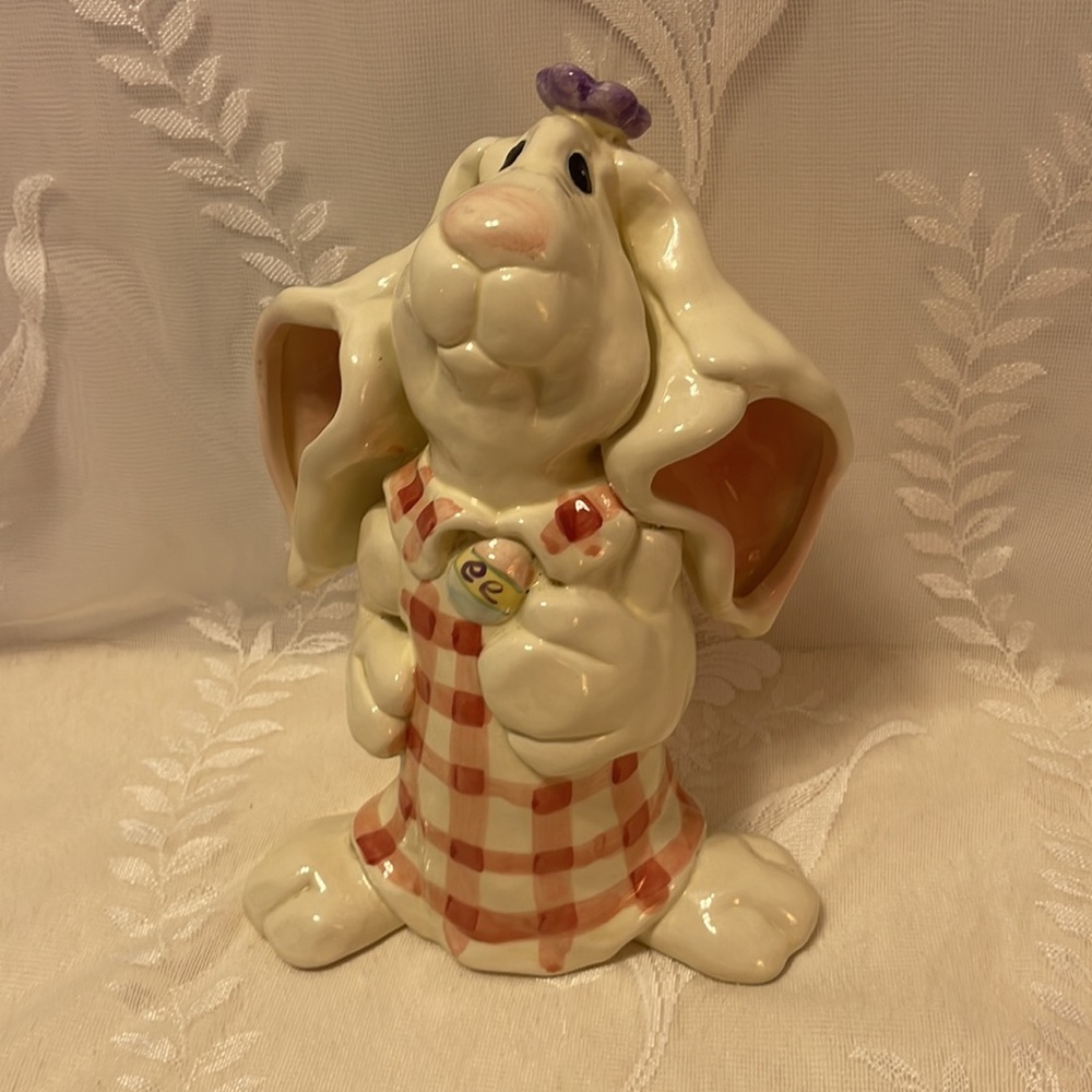 Floppy Eared Rabbit Easter Ceramic Farmhouse Cottagecore Rabbit/ Bunny. No Chips - Picture 2 of 10